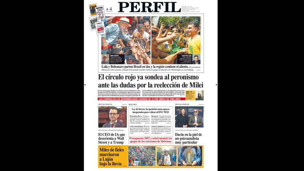 La tapa del Diario PERFIL del domingo 4 de octubre de 2026