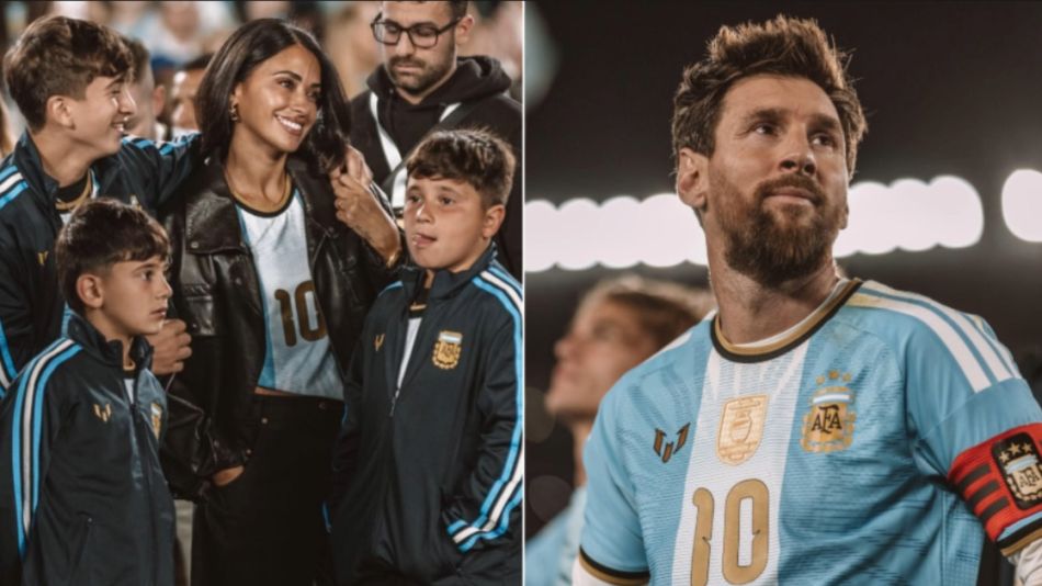 Antonela Roccuzzo, Lionel Messi y sus hijos