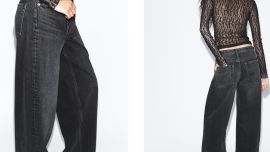 Ideas de outfit con jeans anchos para las noches de primavera y verano