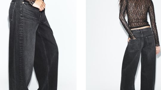 Ideas de outfit con jeans anchos para las noches de primavera y verano
