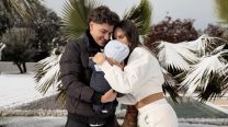 Las dulces fotos de Emilia Ferrero y Julián Álvarez con Amadeo a orillas del río en Córdoba