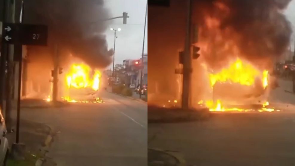 Colectivo incendiado en Berazategui