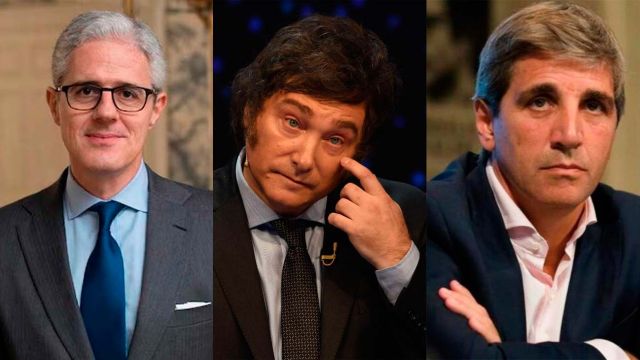 Alberto Ades, Javier Milei y Luis Caputo