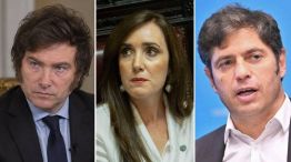 Javier Milei, Victoria Villarruel y Axel Kicillof