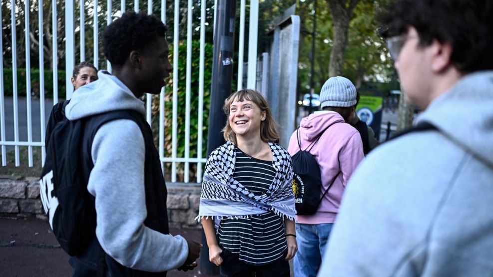 Greta Thunberg en las protestas de París