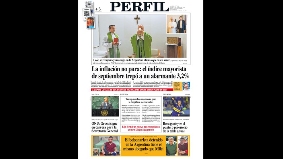 La tapa del Diario PERFIL del sábado 17 de octubre de 2026