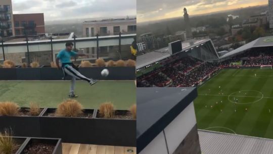 Tiró una pelota de rugby desde un edificio durante un partido de la Premier League y ahora lo busca la Policía