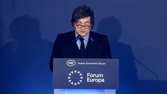 Milei habla en el Nueva Economía Fórum 2026, en Madrid