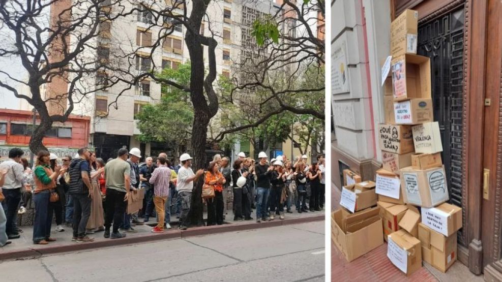 Ingenieros y arquitectos manifiestan en la Caja de Previsión