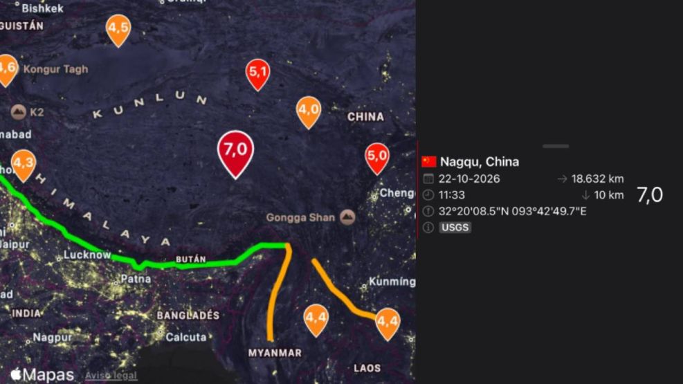 Terremoto de magnitud 7.0 - Tibet, China