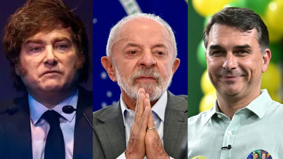 Javier Milei, Lula Da Silva y Flavio Bolsonaro