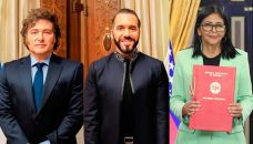 Javier Milei, Nayib Bukele y Delcy Rodríguez