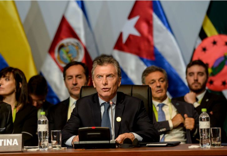 El presidente Mauricio Macri en la Cumbre de las Américas, encuentro que se realiza en la ciudad de Lima, Perú.