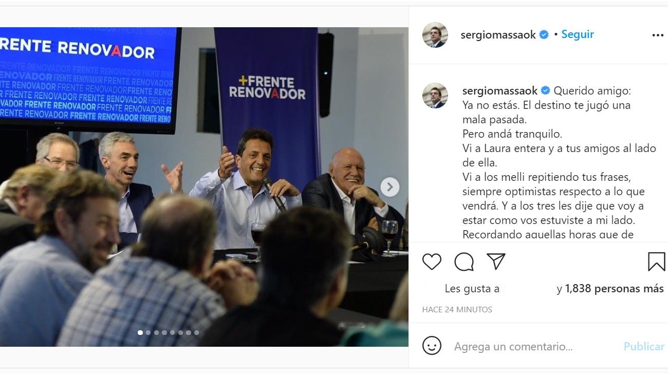El homenaje de Sergio Massa a Mario Meoni