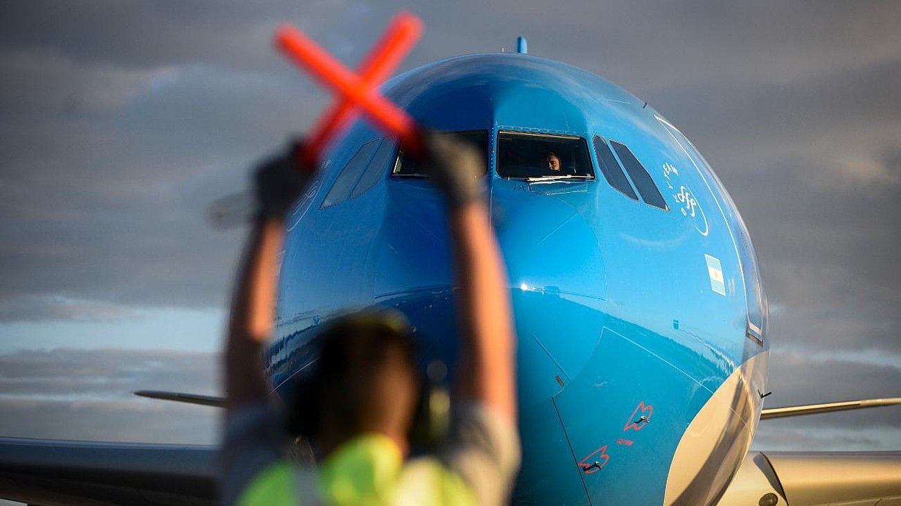Vuelo de Aerolíneas Argentinas para traer más vacunas.