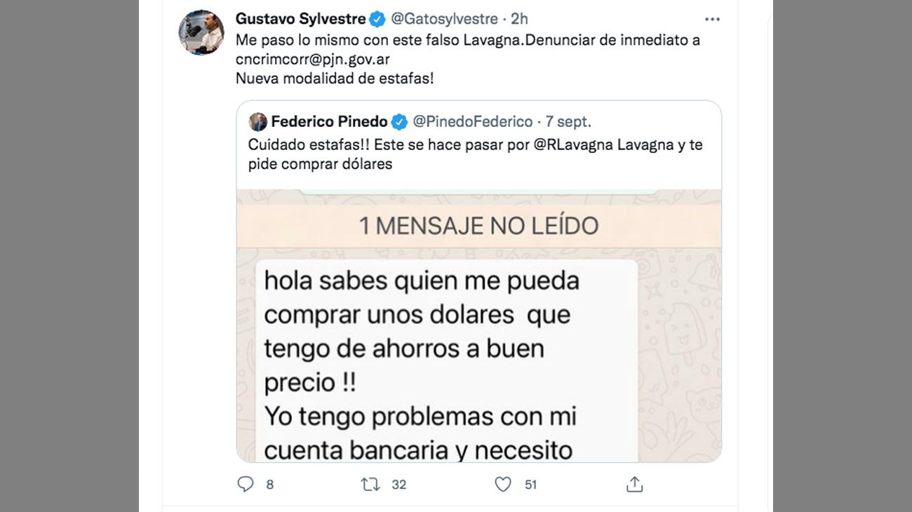 El falso mensaje que recibió Gustavo Sylvestre