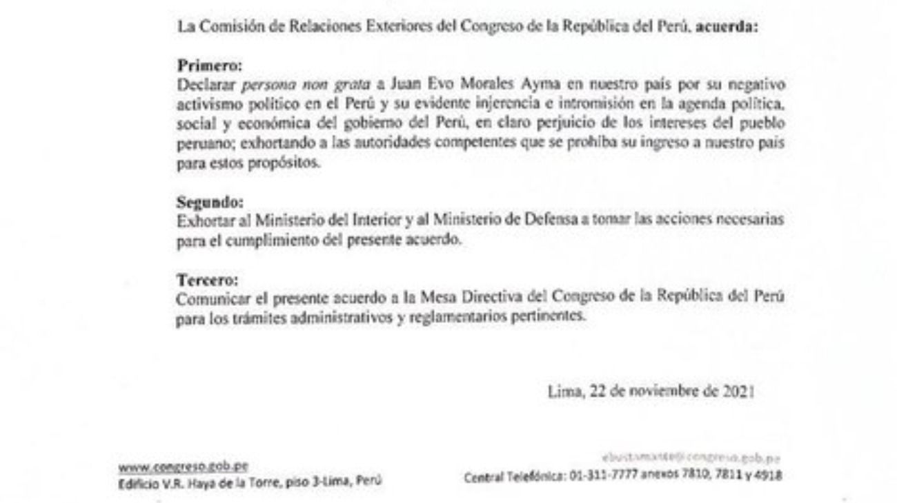 Declaración del Congreso