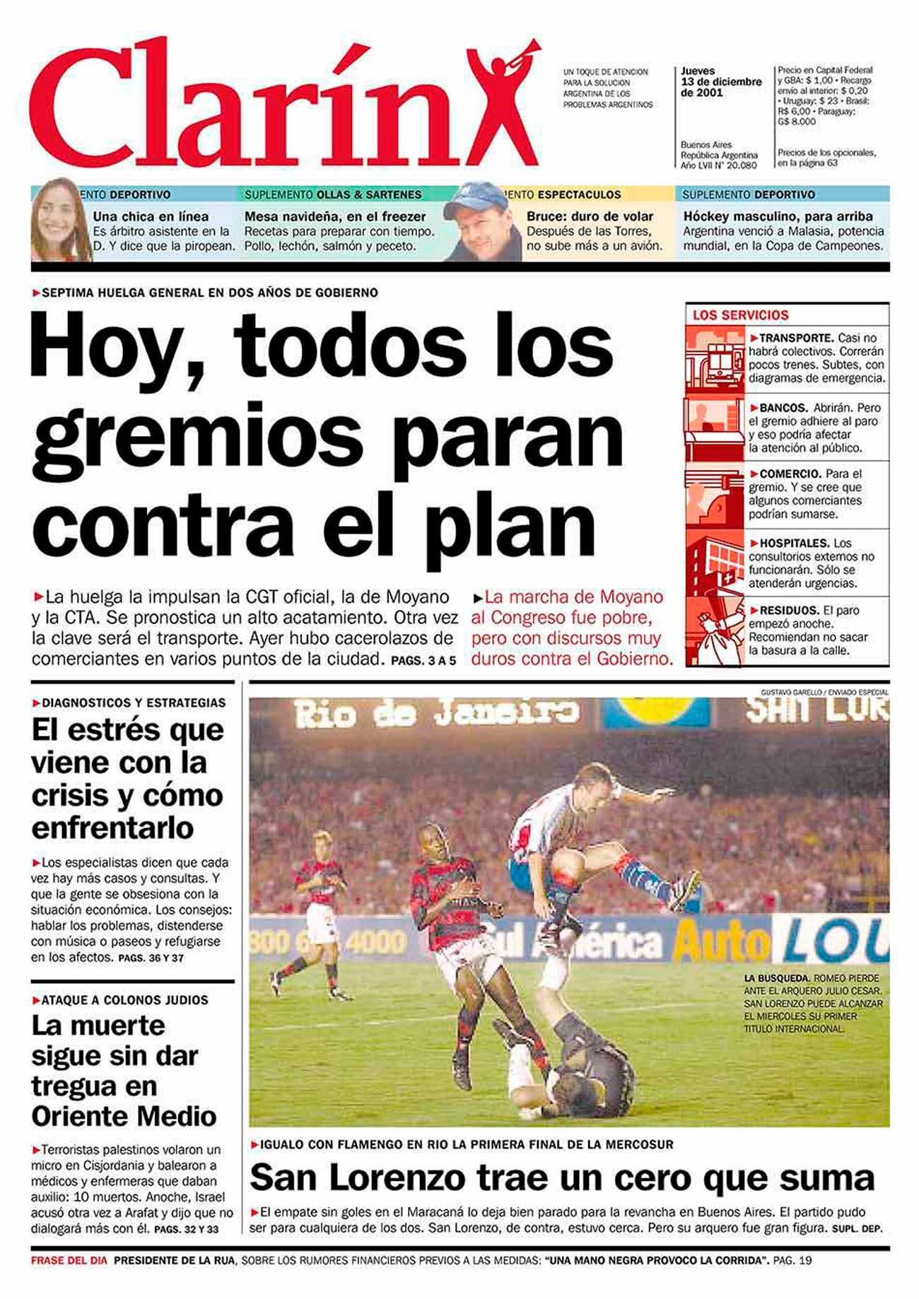 Clarín 13 de diciembre de 2001 20211213