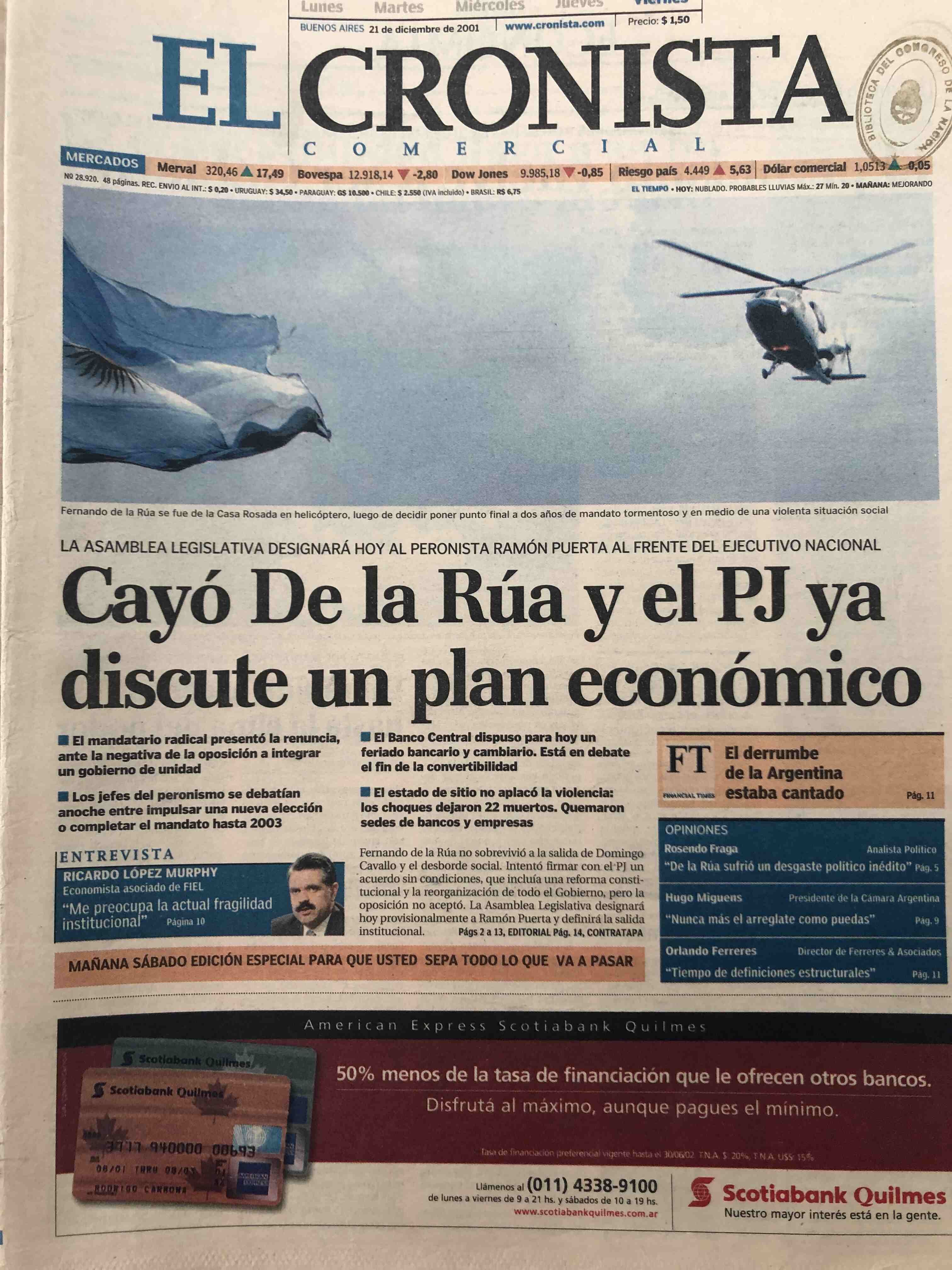 diarios del 21 de diciembre del 2001
