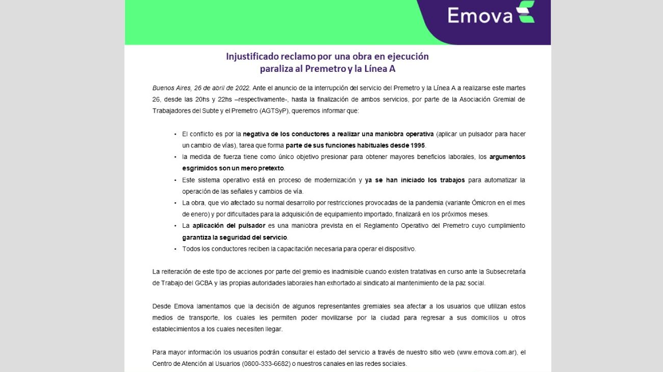 Comunicado Emova