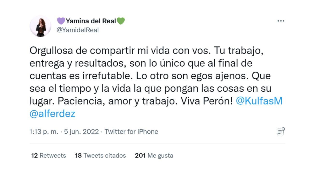 Mensaje de Yamila del Real