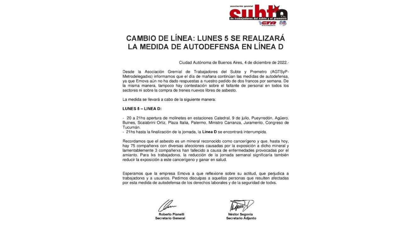 Paro subte Línea C