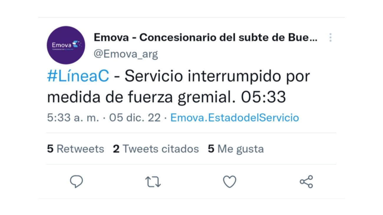 Paro subte Línea C