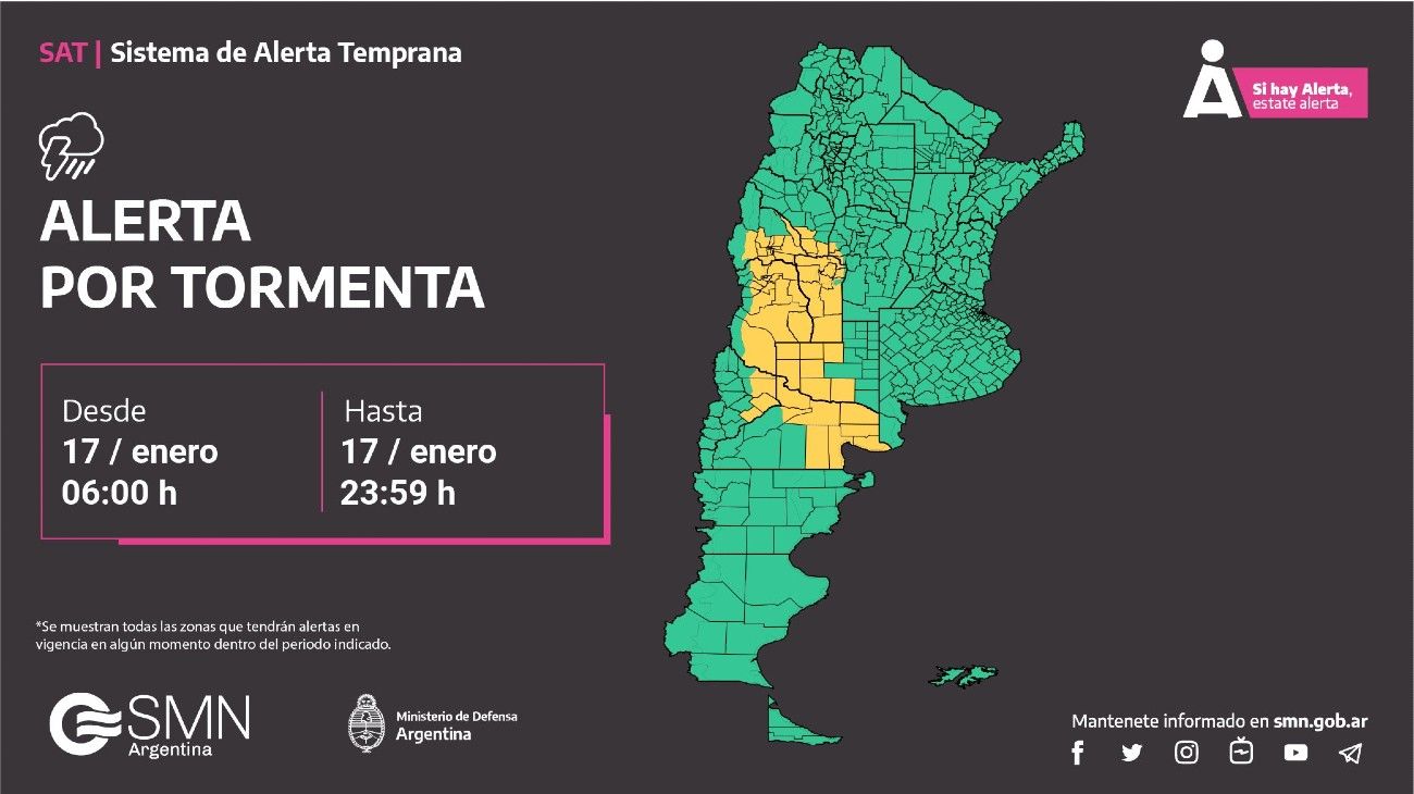 Alerta amarilla 17 de enero