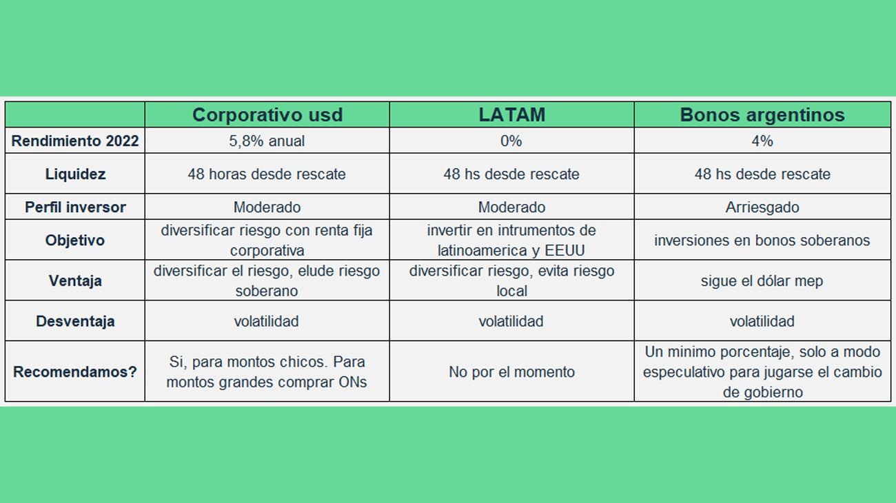 Alternativas de inversión en pesos y dólares.