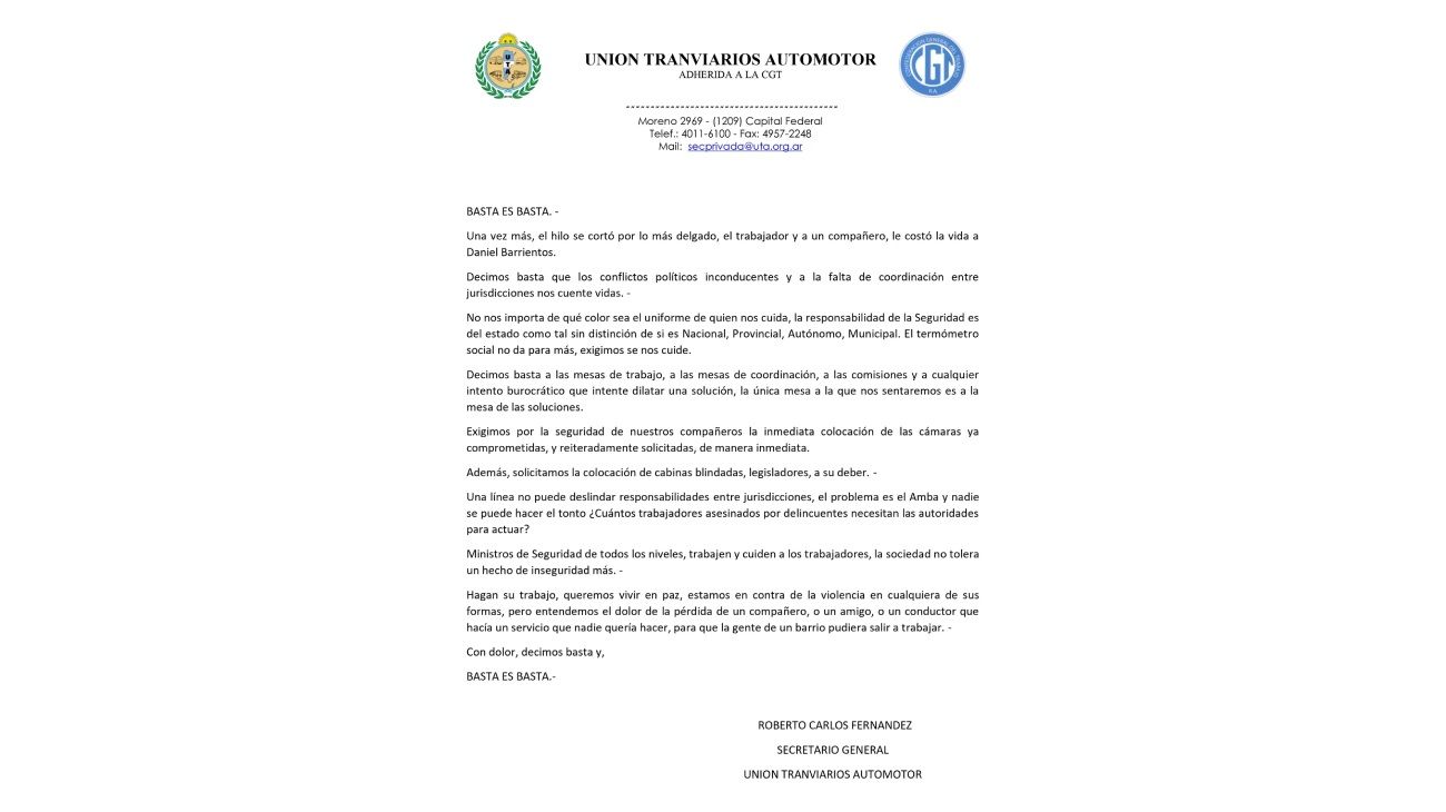 Comunicado UTA