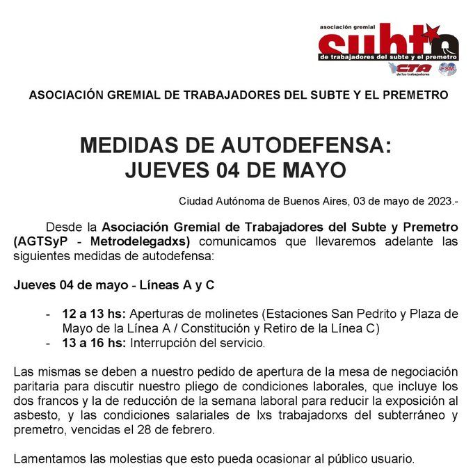 comunicado metrodelegados