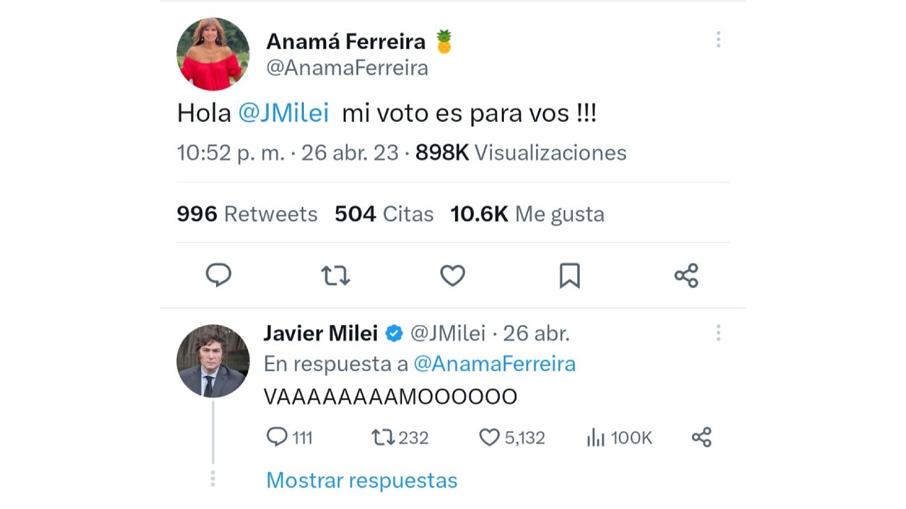 Tweet de Anamá Ferreira