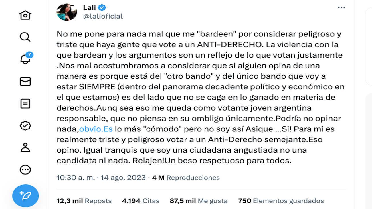 Lali on Twitter 20230814