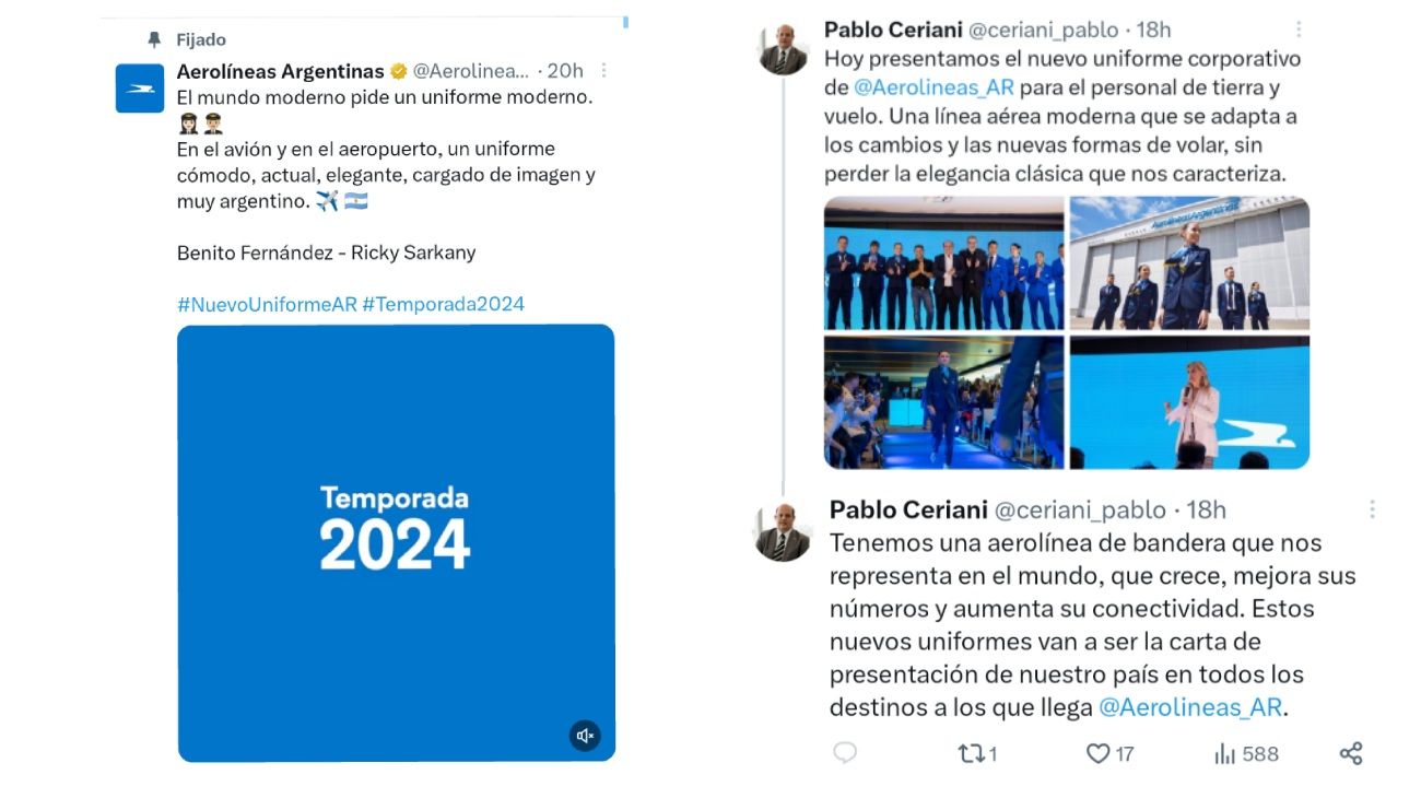 Nuevo uniforme de Aerolíneas Argentinas