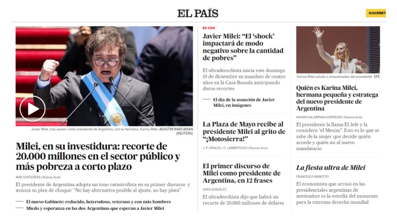 Prensa internacional sobre el discurso de Javier Milei