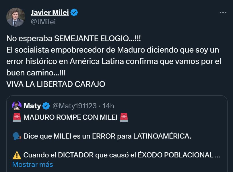 Tuit de Milei