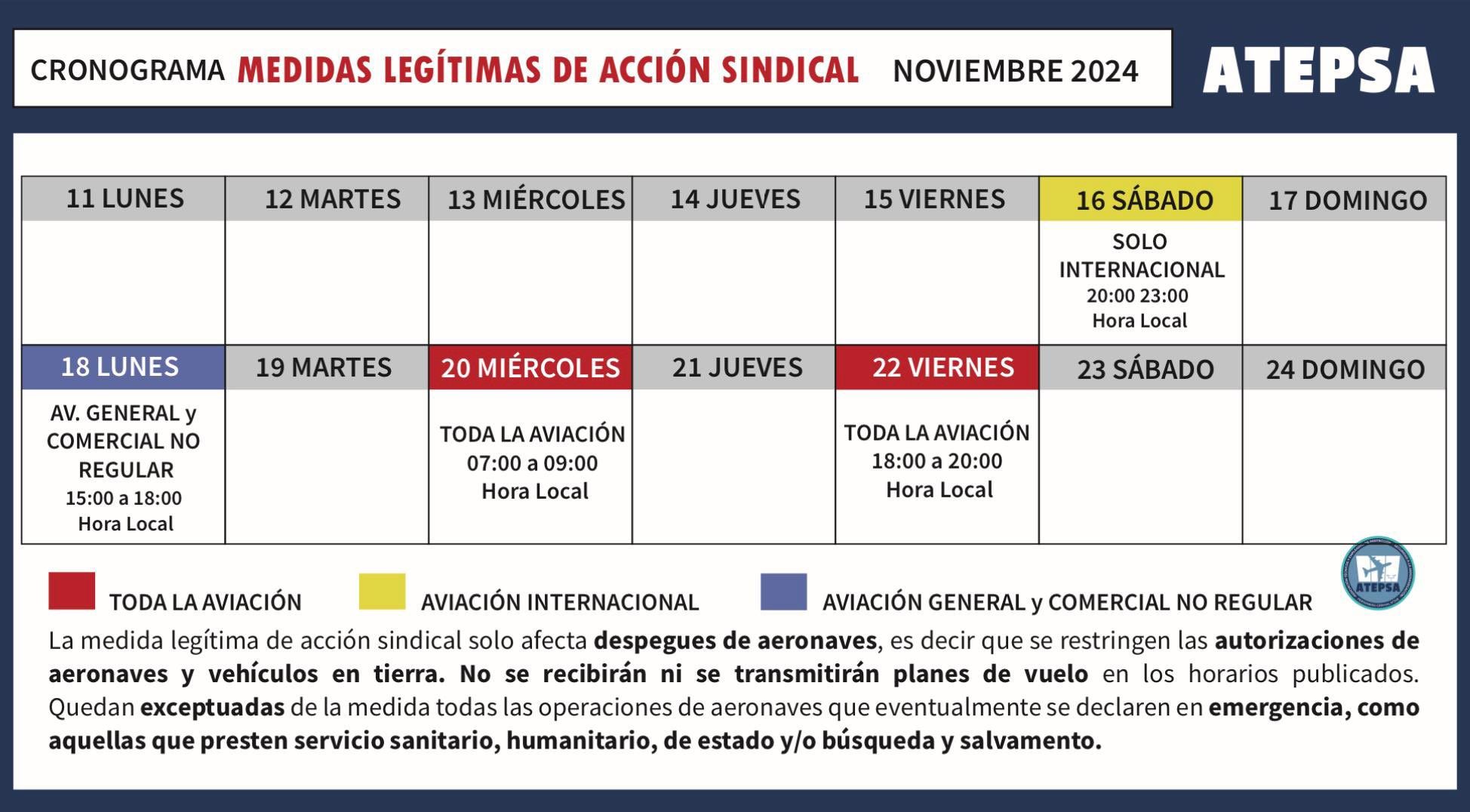 Cronograma sindical de ATEPSA