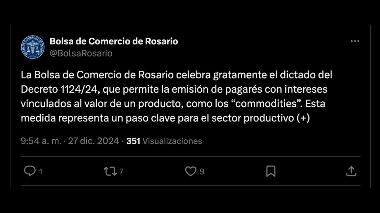 Mensaje Bolsa de Comercio de Rosario