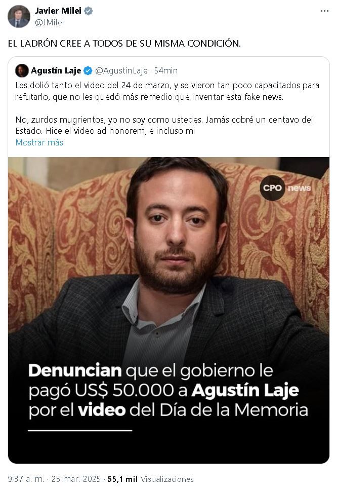 Retuit de Javier Milei