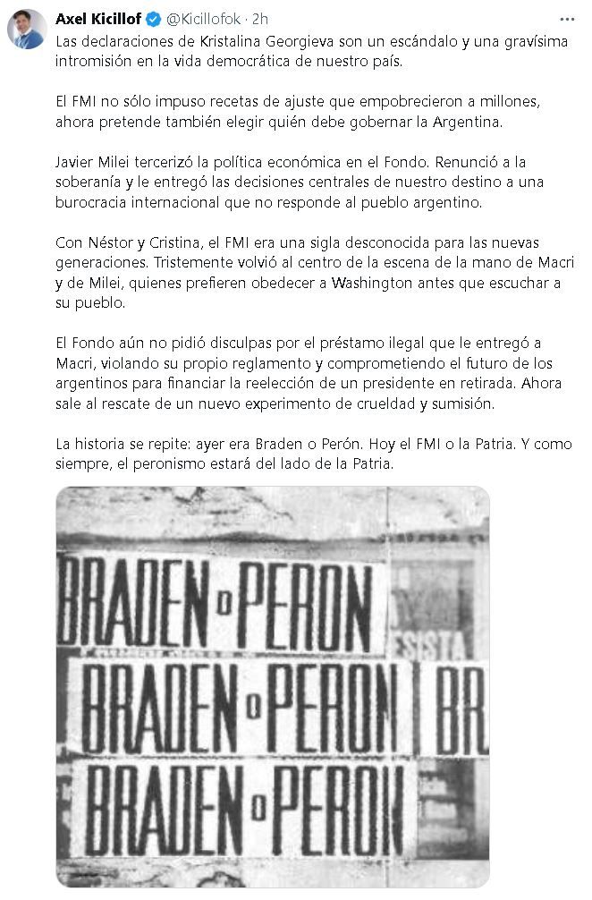 Tuit Axel Kicillof