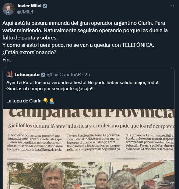 Tuit de Milei