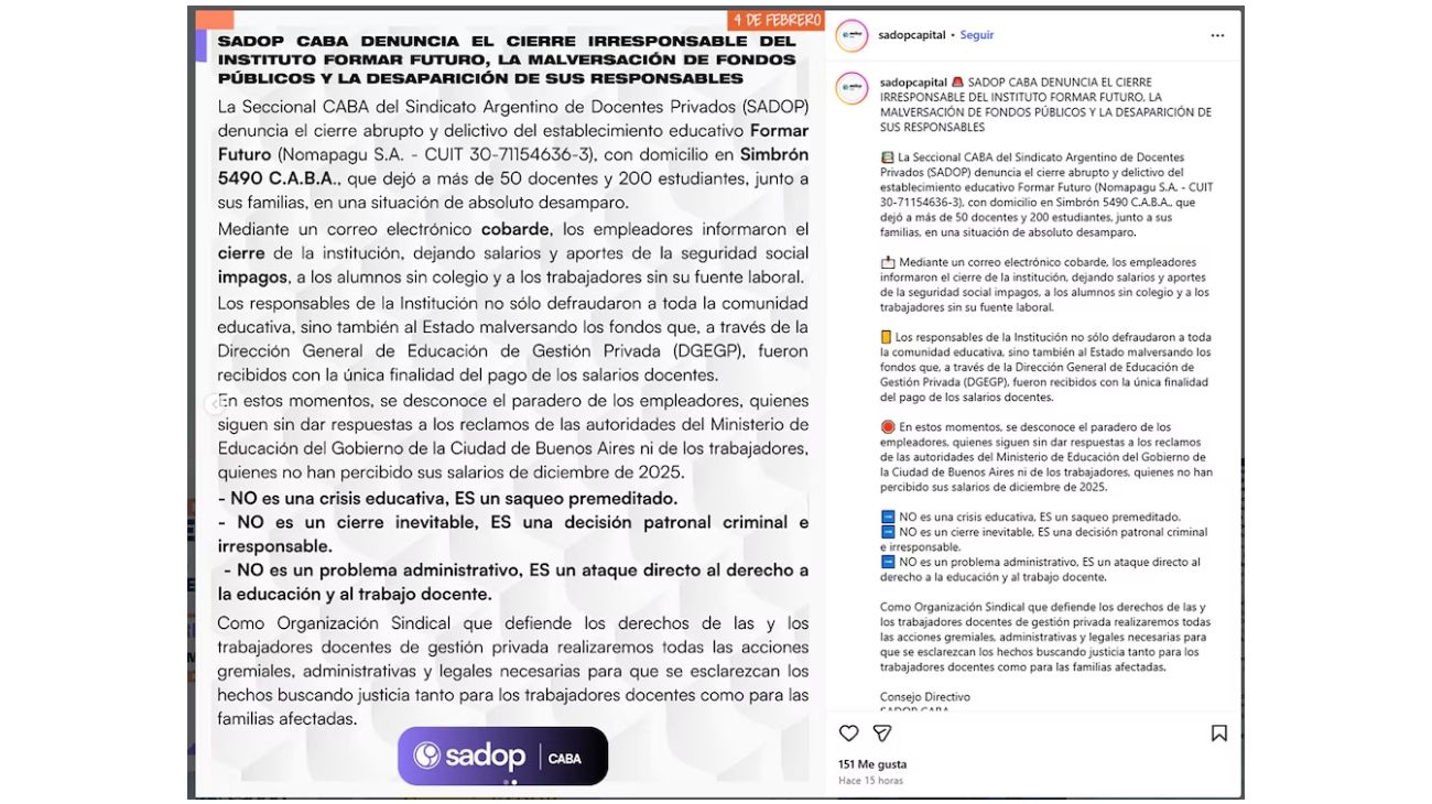 Comunicado de SADOP