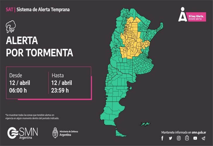 Alerta por tormenta 12 de abril 2023