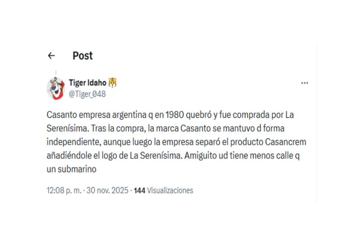 Leche Casanto en X