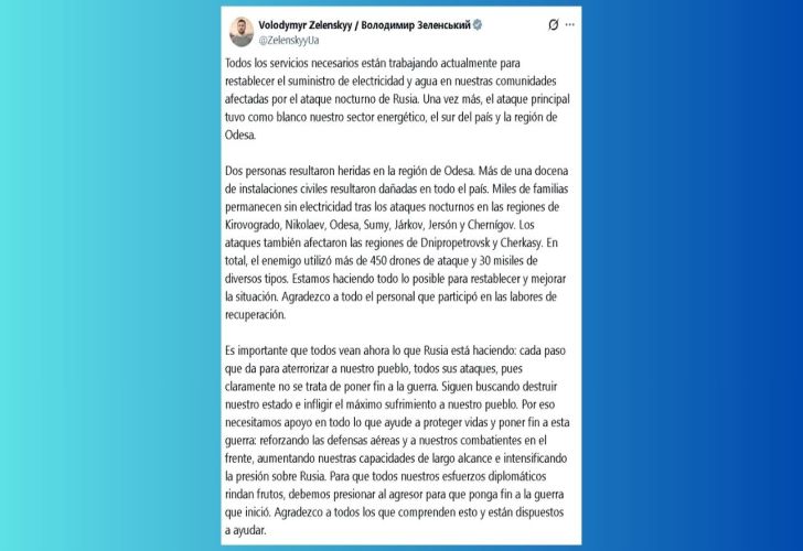 Tuit de Volodímir Zelenski