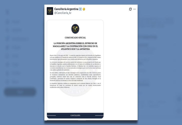 Posteo Cancillería Argentina 