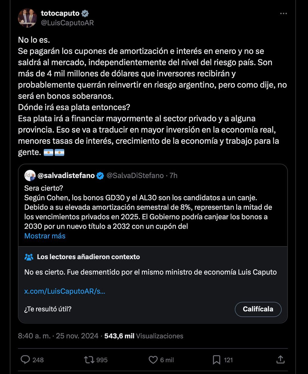 tweet economía caputo